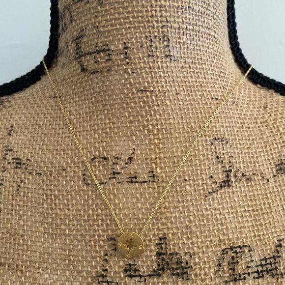 Gold Tone Compass Cardinal Directions Necklace Dainty - Picture 1 of 3